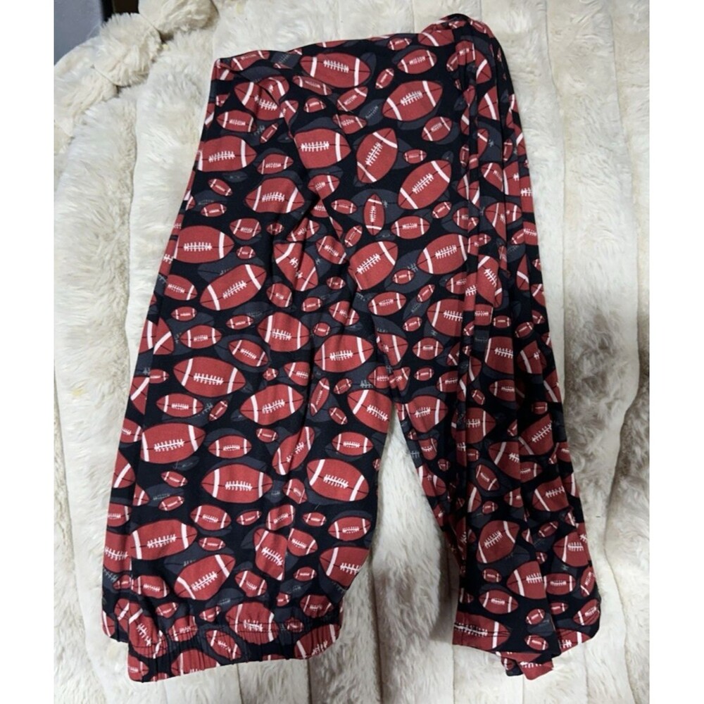 Football Black Background Women's Leggings Size TC/CV NWT Elastic Waistband